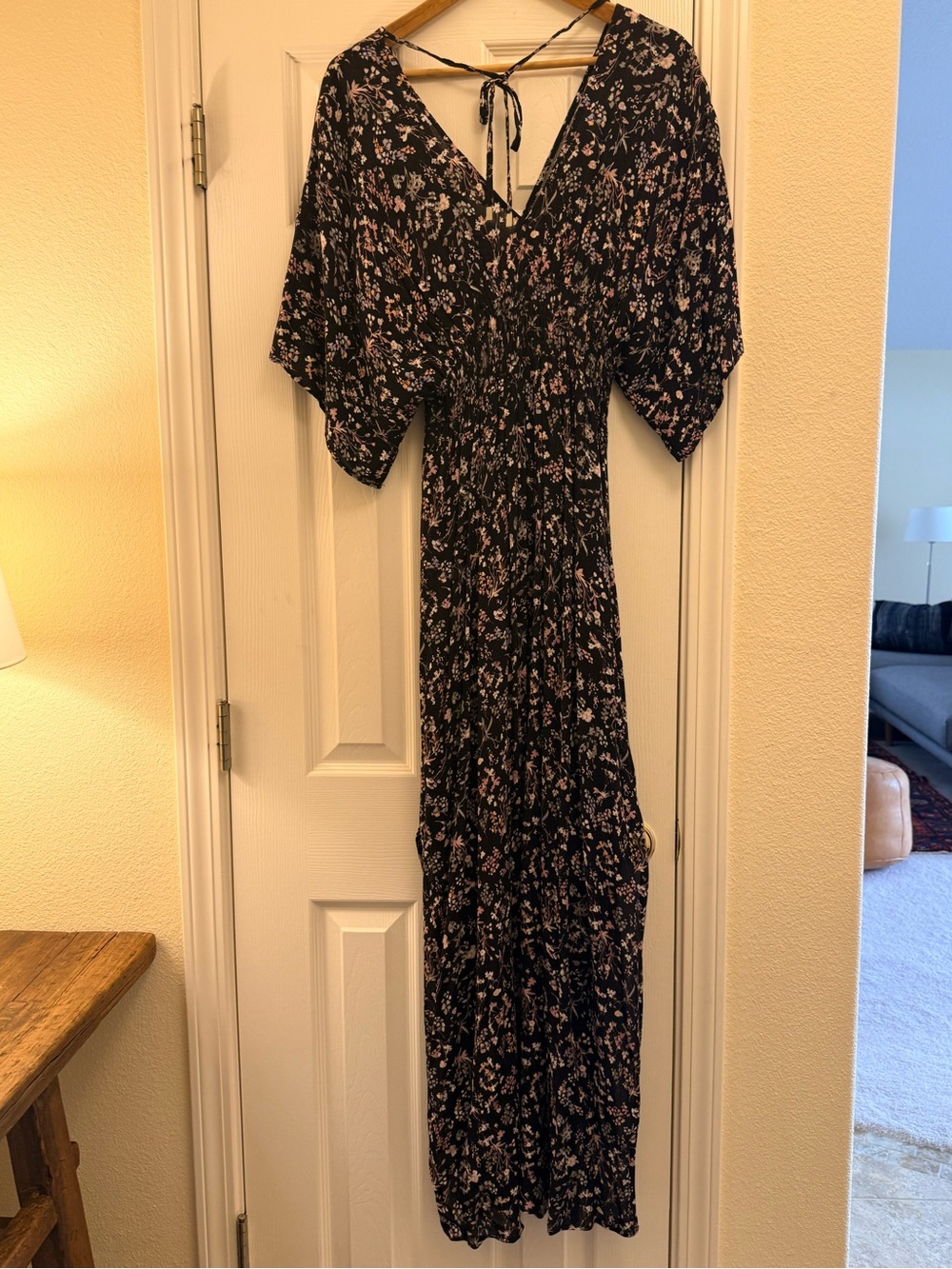 lovestitch Black Floral V-Neck Maxi Dress
